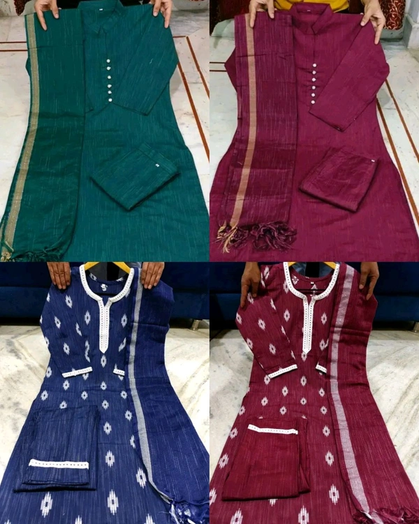 Khadi cotton daily wear kurta sets - Jazzberry Jam (2), L
