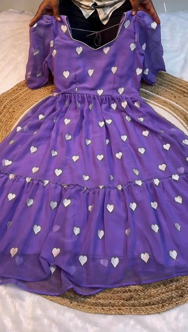 New Launching Purple Heart Shape Work Maxi Dress - S