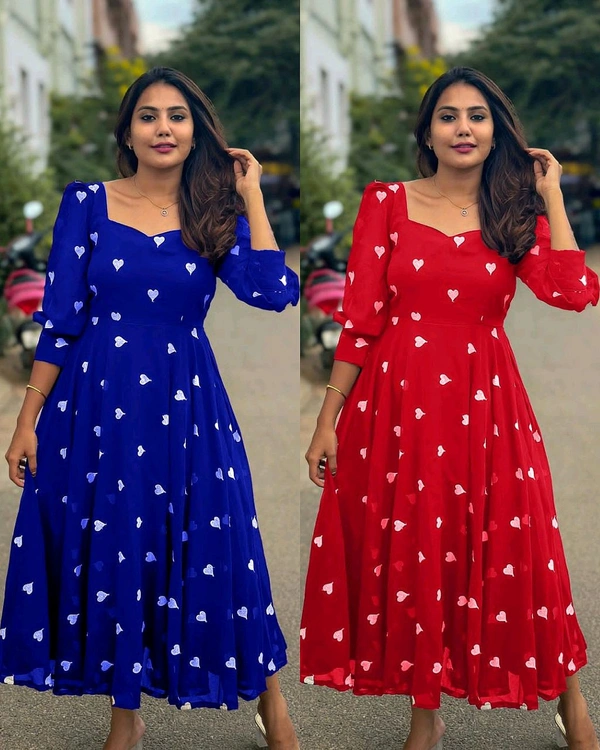 New HEART  Frock - Red, XL