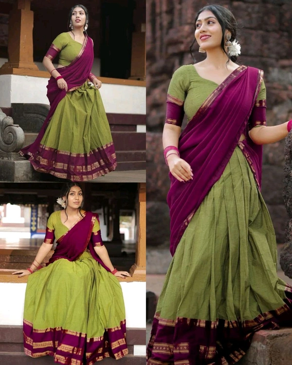 South Indian Traditional Half Saree - Un Stitch