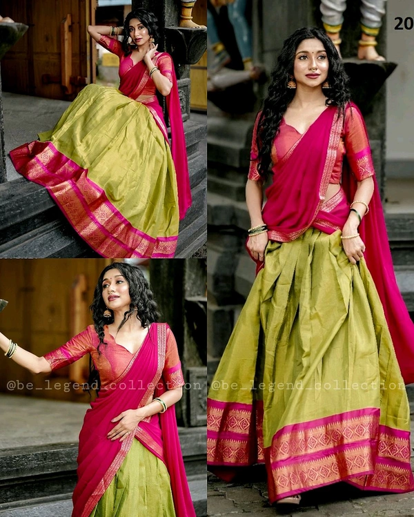 South Indian Traditional Half Saree - Un Stitch