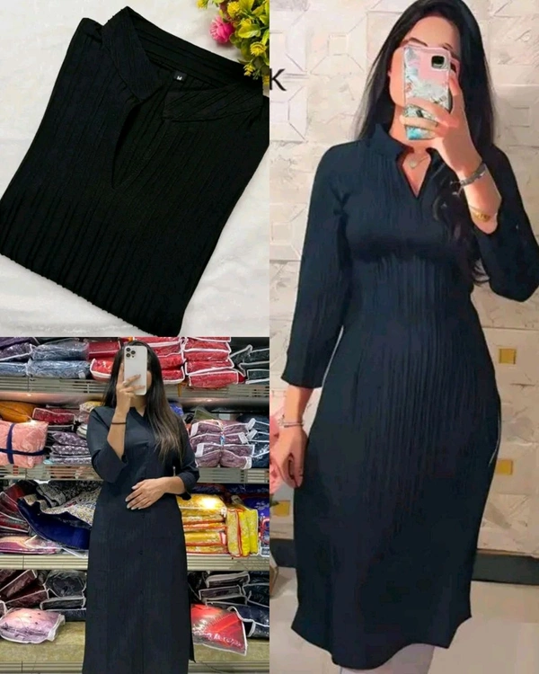 Popcorn New Kurti  - Black, L