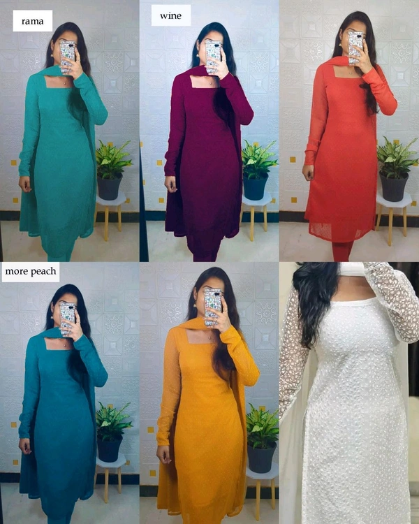 Recreation outfit Vaaranan Aayiram "Meghna' White With Colours - Bahama Blue (More Peach), L