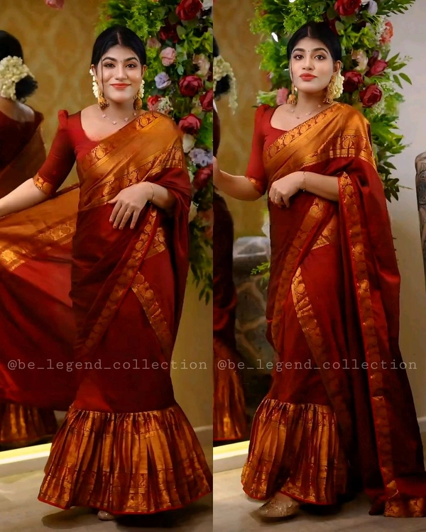 30 Secounds Gown Saree - Red, M