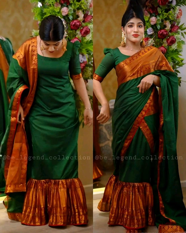 30 Secounds Gown Saree - Green, L