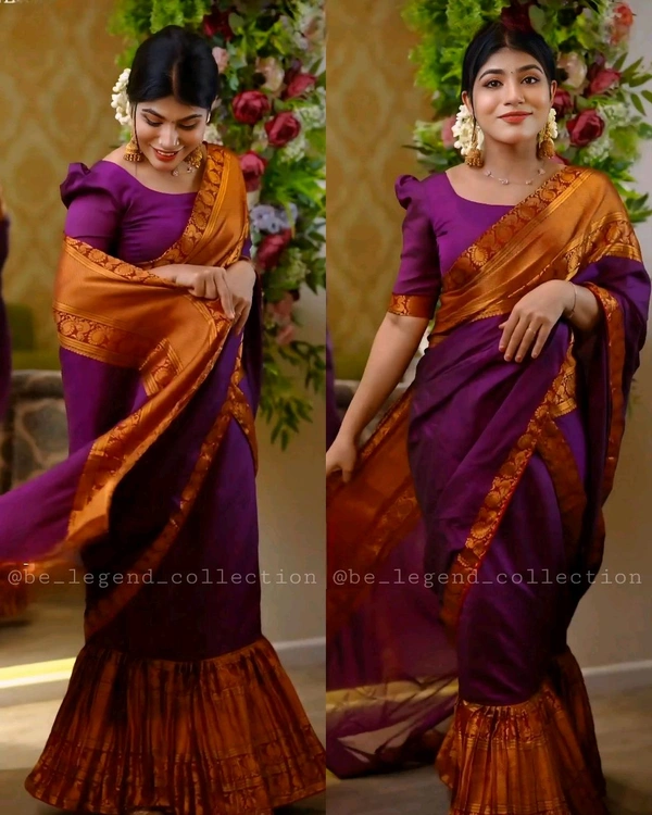 30 Secounds Gown Saree - Purple, XL