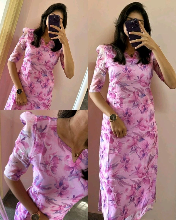 Organza Pink Print - S