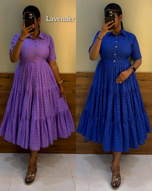 Hakoba 3 layer Midi Gown - Blue, XL