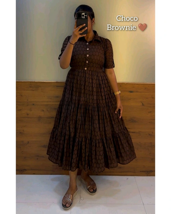 Hakoba 3 layer Midi Gown - Choco Brownie, M