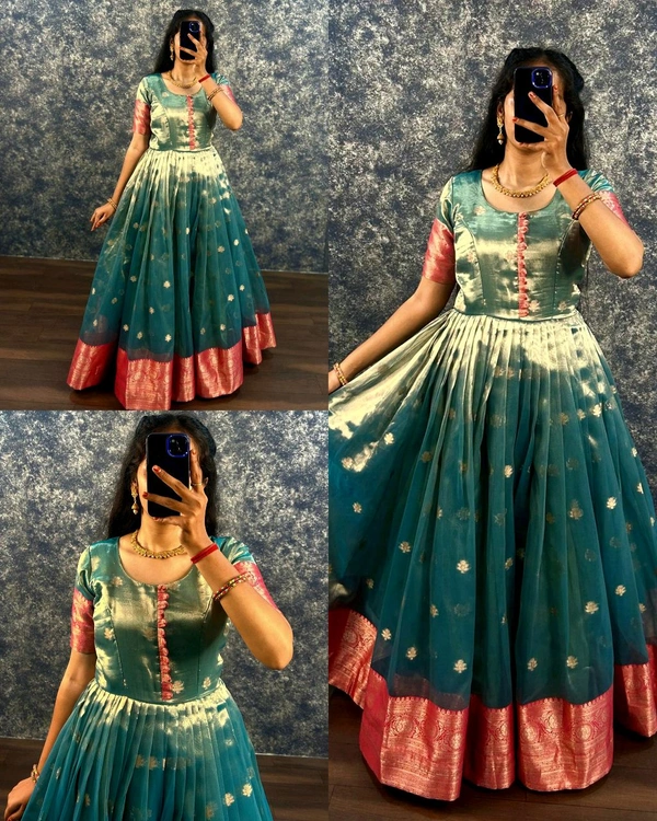 DIWALI SPECIAL DESIGN GOWN ✨ - Teal, M