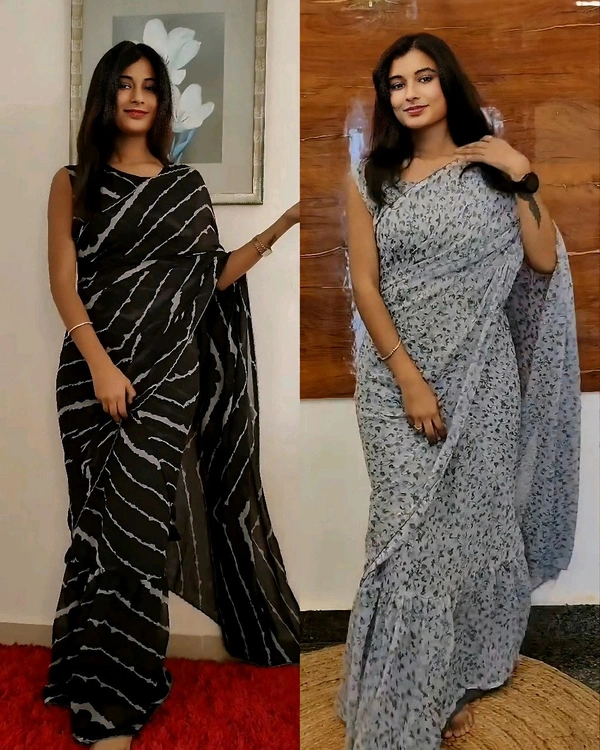 30 Secounds Gown Saree - Black, Free Size