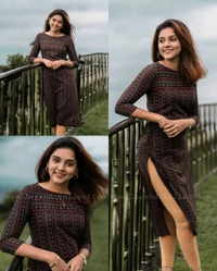 Elegant Print Kurti - Rose, M