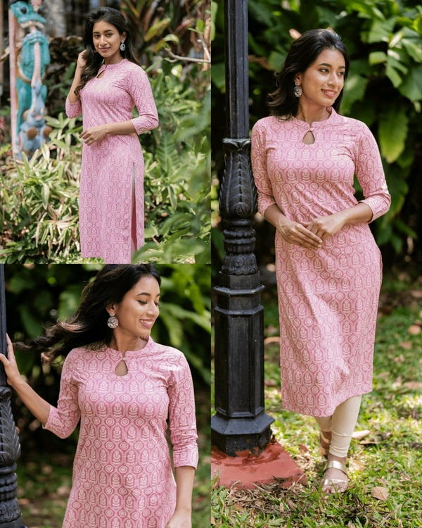 Elegant Print Kurti - Rose, M