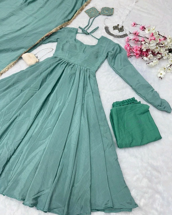 Premium Festivel Anarkali - Teal, XL