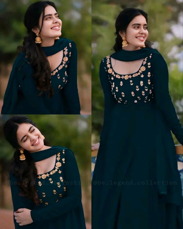 Trendy Wear Gown With Dupatta - Teal, L