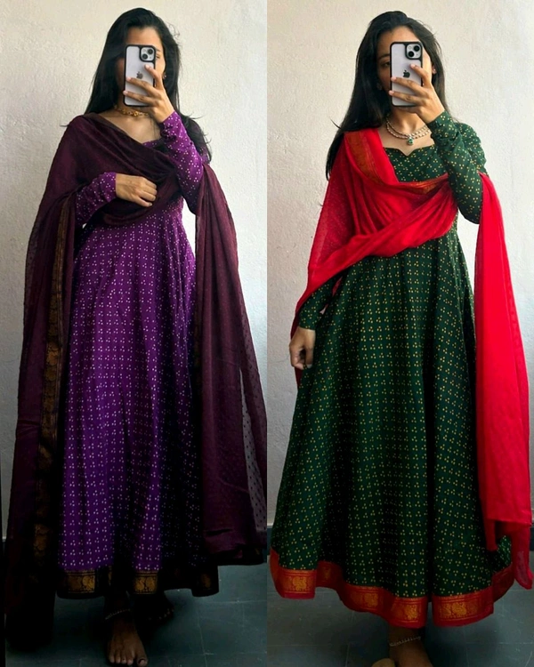 Unique Stylish New Gown With Duptta  - XL, Purple