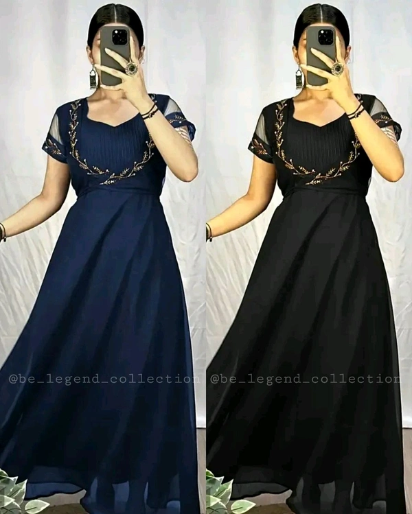 Wear in 2ways ❤️ Gown + Removable coat - Navy Blue, M