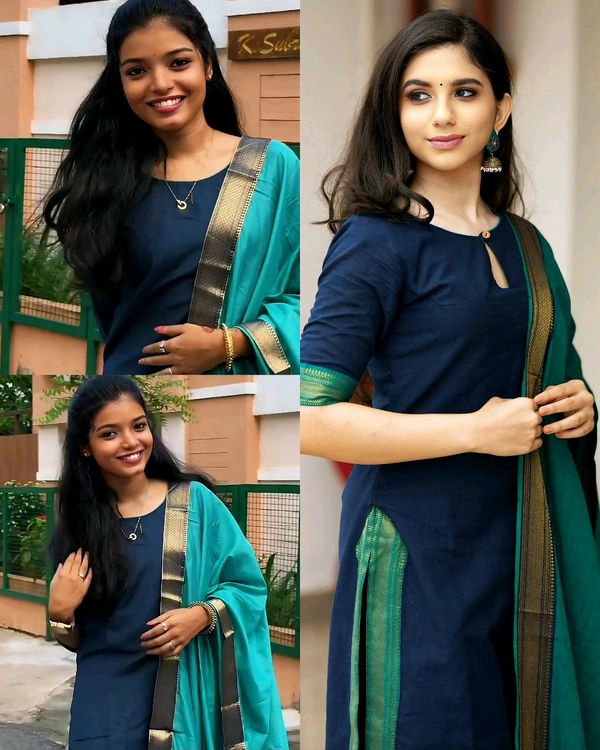 Superior And Elegant Cotton Kurta With Dupatta Set  - 2XL
