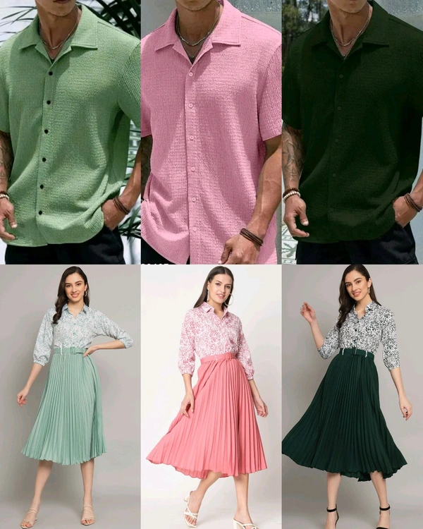 Trendy Couple Dress - ORDER SEPARTE - Green Women, S