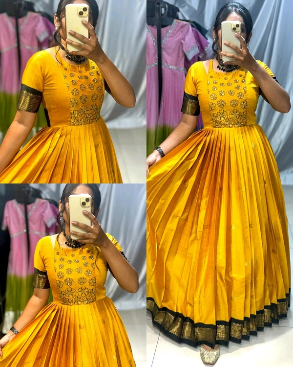 Look at our beautiful edition!crafted with black border and soft fabric !!maggam work in yolk adding elegance!! - 3XL