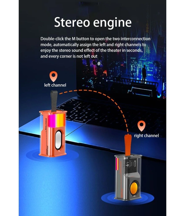 Armour Transparent 5 W Bluetooth Speaker Bluetooth V 5.0 with USB,SD card Slot Playback Time 5 hrs - Orange