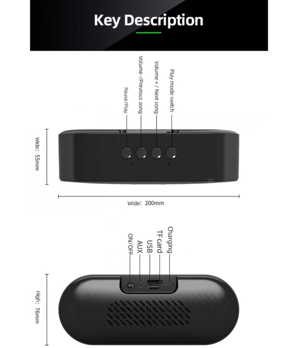 FALCON 10W 12Hrs 10 W Bluetooth Speaker Playback Time 12 hrs Bluetooth v5.0 with USB,SD card Slot,Aux,3D Bass Black - Black
