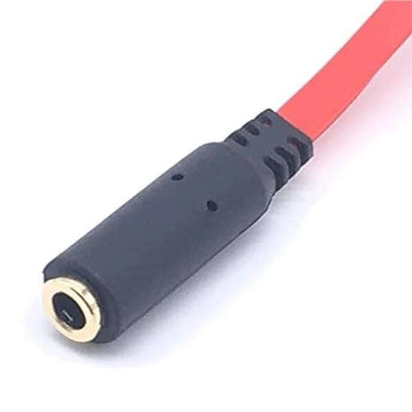 Gold Plated 2 Male to 1 Female 3.5mm Jack Headphone Earphone Audio Mic Y Splitter Cable for Pc Laptop (Red) - Red