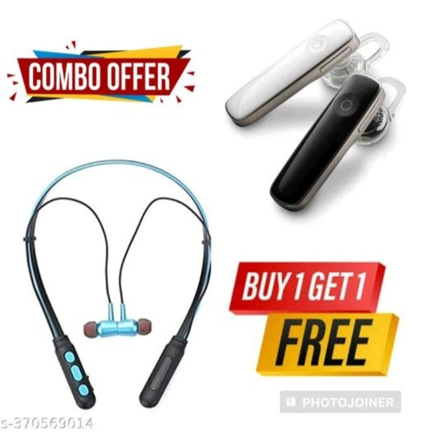 B11 Bluetooth Neckband & Single Earbud Bluetooth Combo Buy One Get One Free Combo Offer