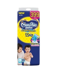 MamyPoko Pants All Night Absorb Baby Pants,Large Size (L),9-14 kg, 28Pcs