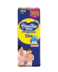MamyPoko Pants All Night Absorb Baby Pants,Xtra Large Size (XL),12-17 kg, 22Pcs
