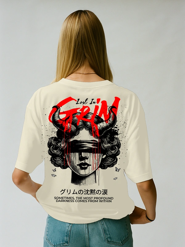 RULED Lost in Grim – Dark Aesthetic Graphic T-Shirt - off white, s