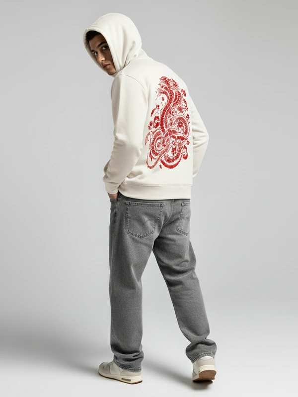 Mystic Hydra Eye Floral Hoodie – Ivory - off white, s