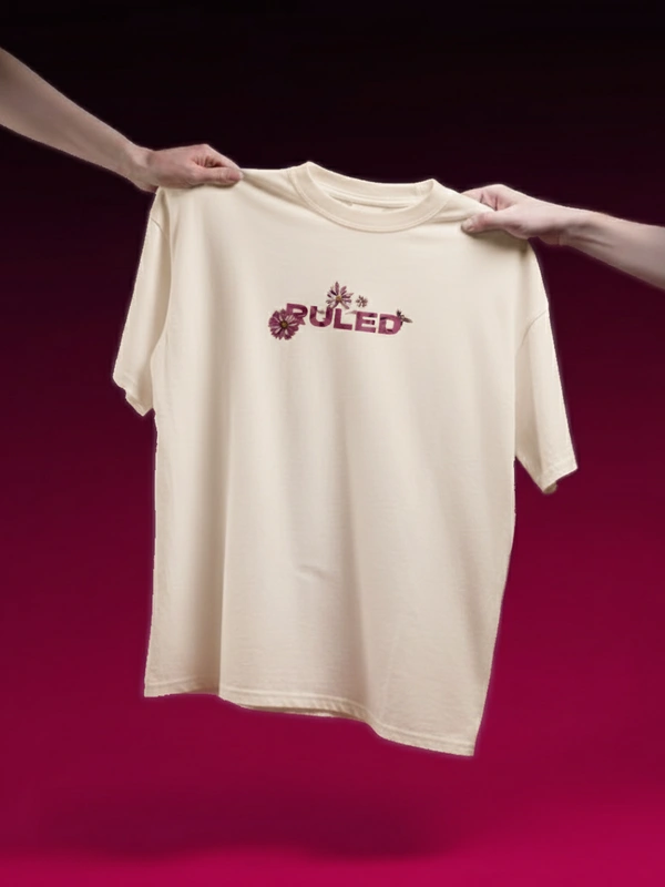 RULED Floral Elegance: A Purple Bloom T-shirt Design - off white, s