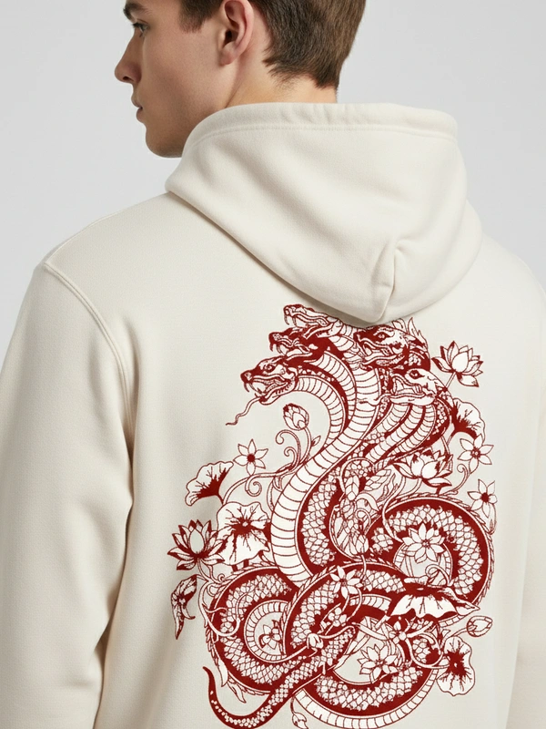 Mystic Hydra Eye Floral Hoodie – Ivory - off white, s