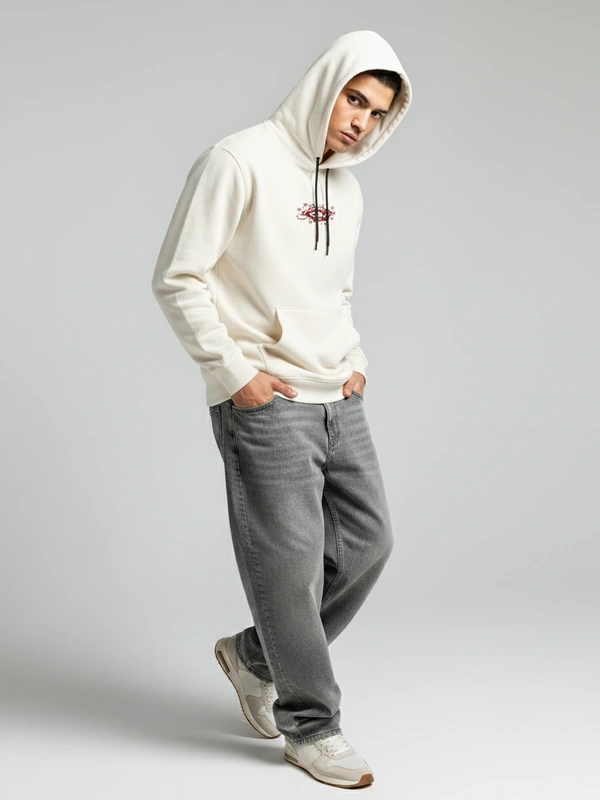 Mystic Hydra Eye Floral Hoodie – Ivory - off white, s