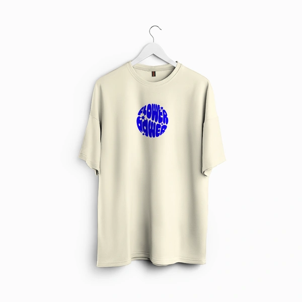 RULED Flower Power Oversized T-Shirt – Cream | Graphic Unisex Tee | Streetwear Style - off white, s
