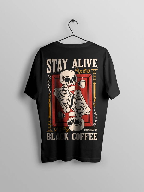 RULED Stay Alive Skeleton Oversized T-Shirt | RULED - black, s
