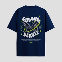 RULED Chroma Beauty Oversized T-Shirt –  Butterfly Edition - navy blue, s