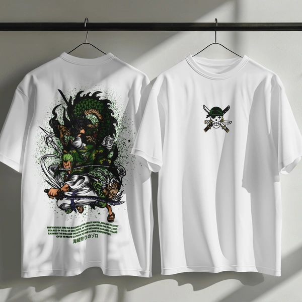 RULED Zoro's Three-Sword Dragon Strike Tee ⚔🐉🔥 - white, s