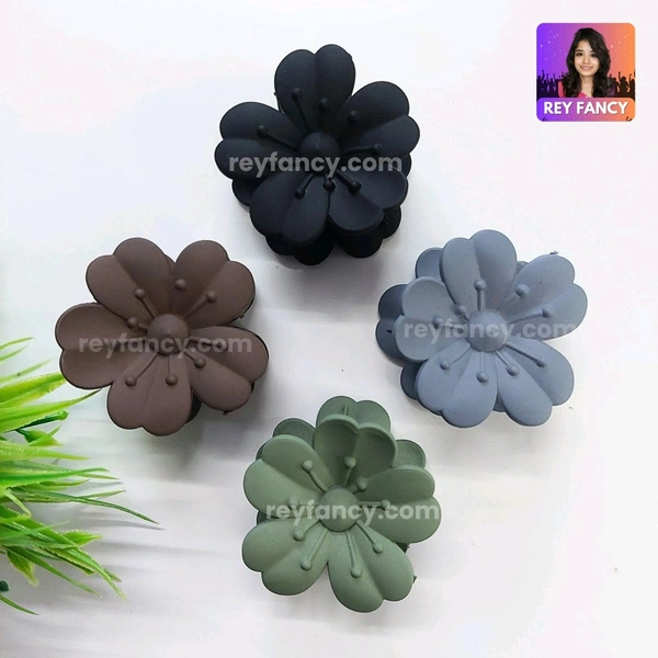 Cute Fancy Matt Finished Medium Sized Flower Hair Claw Clips (PACK OF 3) RF074