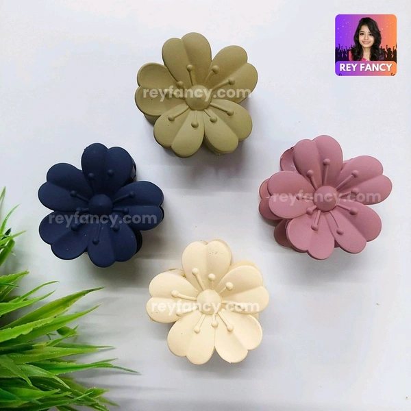 Cute Fancy Matt Finished Medium Sized Flower Hair Claw Clips (PACK OF 3) RF074