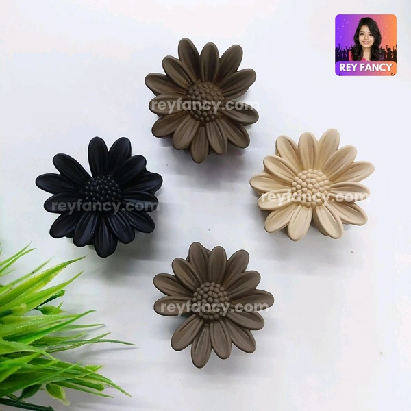 Cute Fancy Matt Finished Medium Sized Sunflower Hair Claw Clips (PACK OF 3) RF075