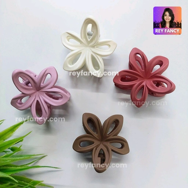 Cute Fancy Matt Finished Medium Sized Flower Hair Claw Clips (PACK OF 3) RF076