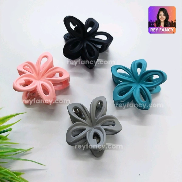 Cute Fancy Matt Finished Medium Sized Flower Hair Claw Clips (PACK OF 3) RF076