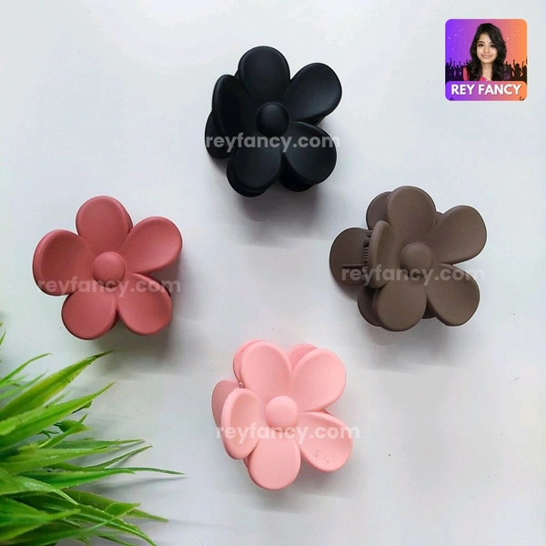 Cute Fancy Matt Finished Medium Sized Flower Hair Claw Clips (PACK OF 3) RF077