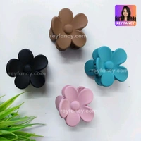 Cute Fancy Matt Finished Medium Sized Flower Hair Claw Clips (PACK OF 3) RF077