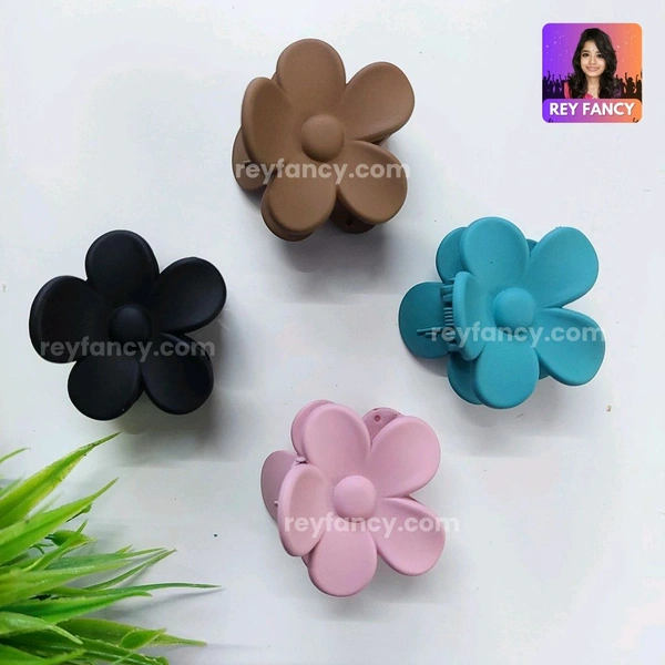 Cute Fancy Matt Finished Medium Sized Flower Hair Claw Clips (PACK OF 3) RF077