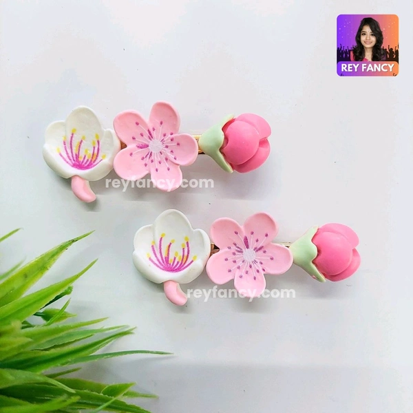 Cute Premium Long Flower Hair Clips RF082