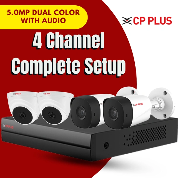 Cp Plus 5.0MP 4 channel dual color with audio Setup