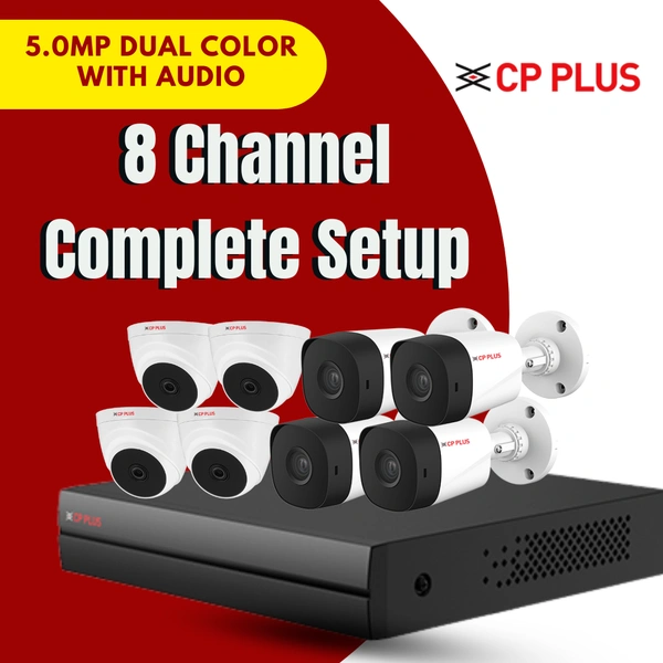 Cp Plus 5.0MP 8 channel dual color with audio Setup